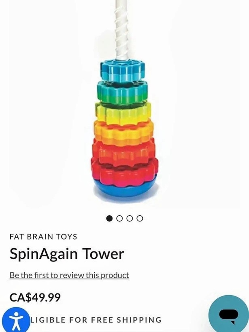 Fat Brain Toys SpinAgain Tower Stacking Learning Toy